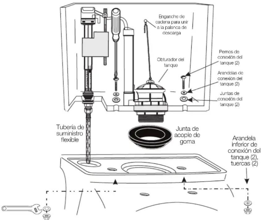 ProFlo PF9002SWH - Instale el tanque del inodoro a la taza - 1