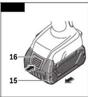 BOSCH GCG18V20 Professional - Inserting and Releasing Battery Pack - 2