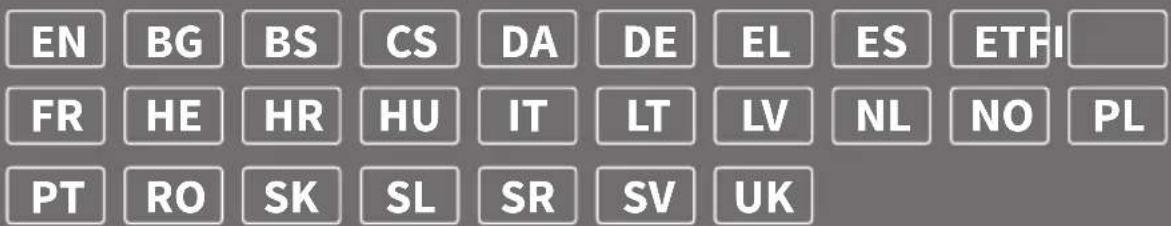EN BG BS CS DA DE EL ES ETFI FR HE HR HU IT LT LV NL NO PL PT RO SK SL SR SV UK