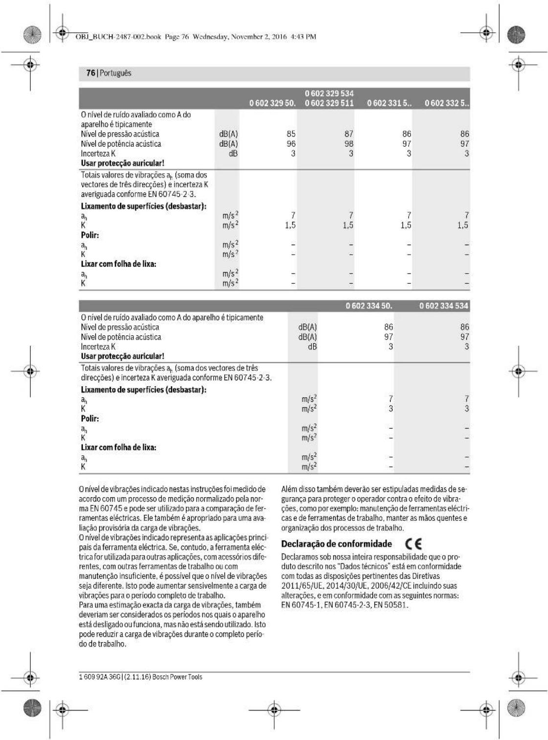 BOSCH HWS 88230 Professional - Informação sobre ruidos/vibrações - 5