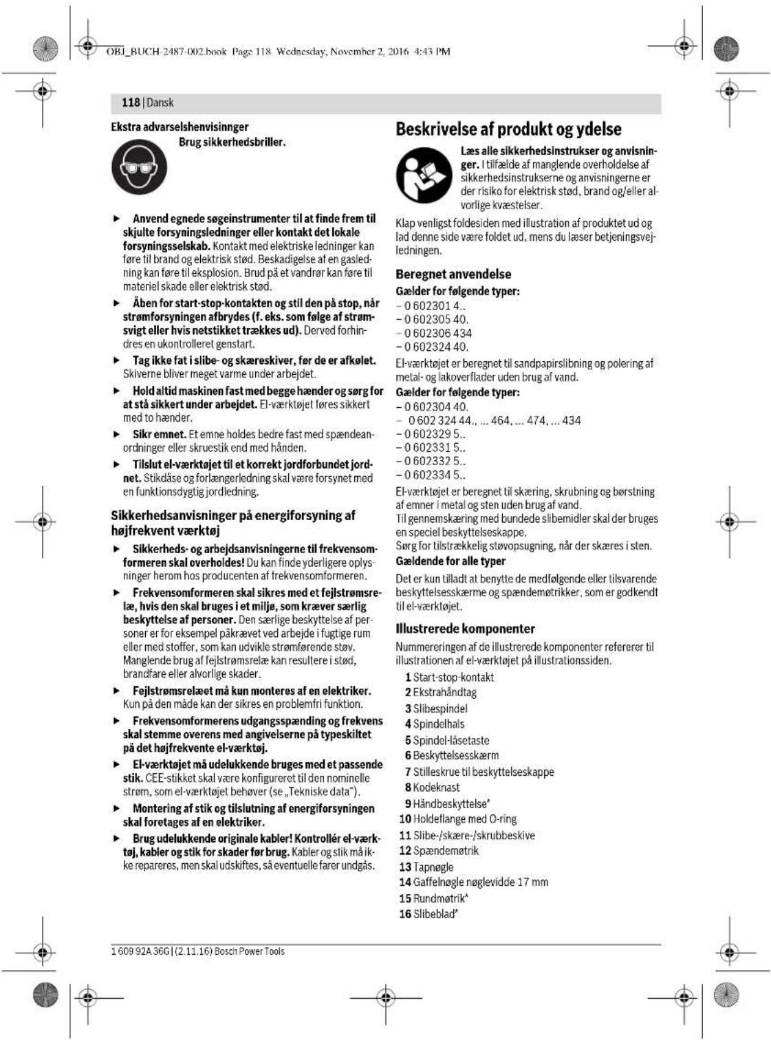 BOSCH HWS 88230 Professional - Saarlige sikkerhedinsinstrukseri forbindelse med arbeje med tradberster - 8