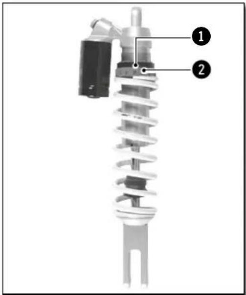 Technical diagram of a mechanical assembly with labeled parts 1 and 2