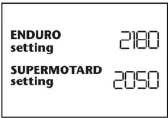 ENDURO setting 2180 SUPERMOTARD setting 2050