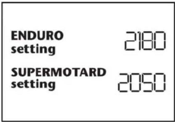 ENDURO setting 2180 SUPERMOTARD setting 2050