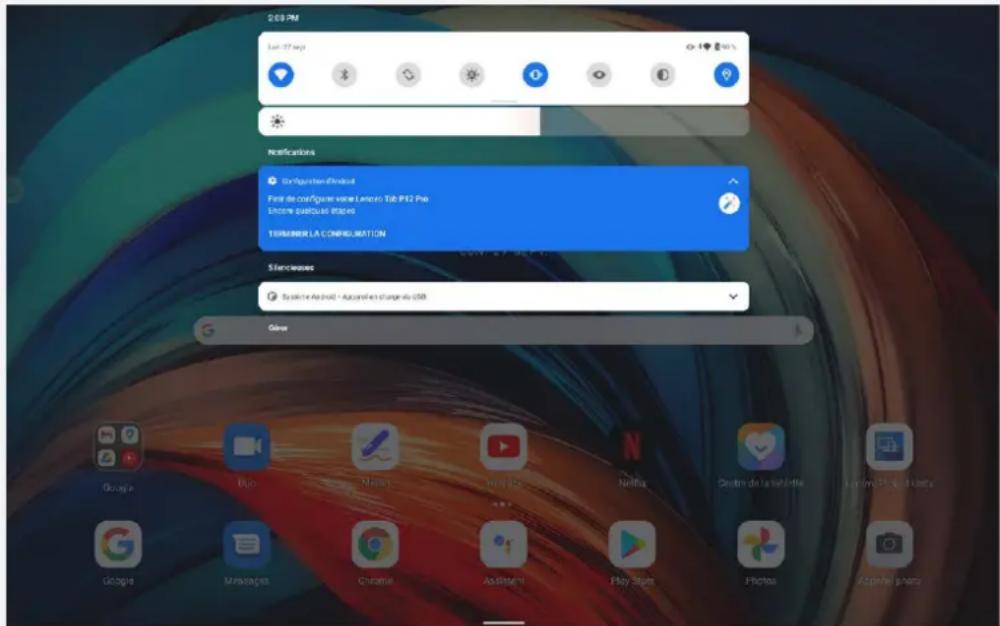 LENOVO Tab P12 Pro - Notifications et paramètres rapides - 1