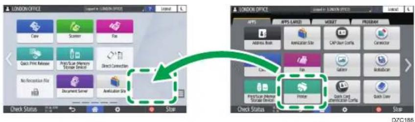 RICOH IM C3000LT - Ajout d'une application ou d'un widget fréquemment utilisés à l'écran d'accueil - 1