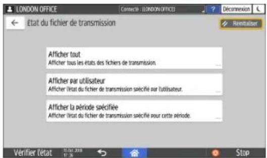 RICOH IM C3000LT - Appuyez sur [Résultat de transmission], puis sélectionnez le résultat de transmission à afficher. - 1