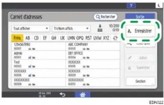RICOH IM C3000LT - Enregistrement d'un numéro de fax et des conditions d'envoi - 2