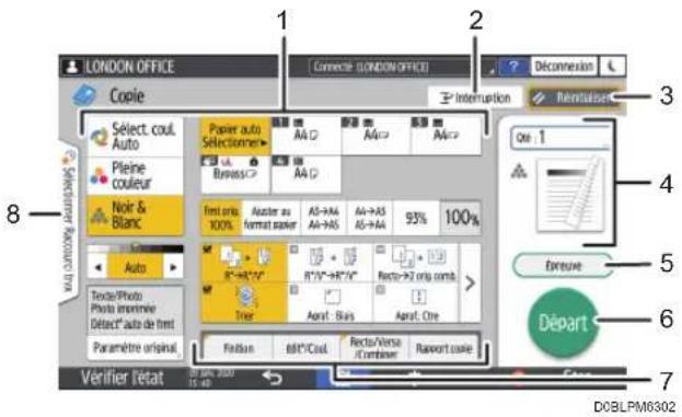 RICOH IM C3000LT - Utilisation de l'écran Copie (Aucun écran de défilement) - 1