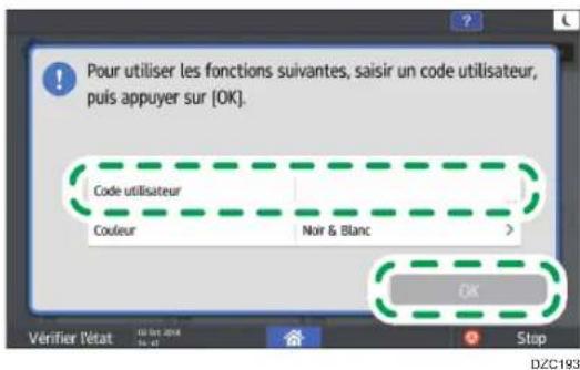 RICOH IM C3000LT - Authentication à l'aide du code utilisateur - 1
