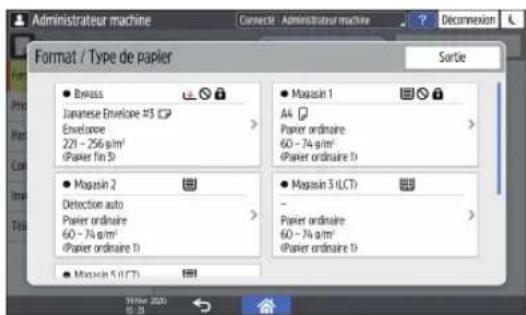 RICOH IM C2000LT - Spécifier le format papier qui n'est pas automatiquement détecté (Type d'écran de paramètres : Standard) - 4