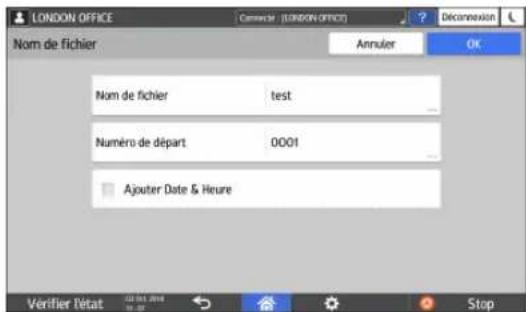 RICOH IM C2000LT - Pour spécifique le nom de fichier, appuyez sur [Nom de fichier] et saisissez le nom de fichier. - 1