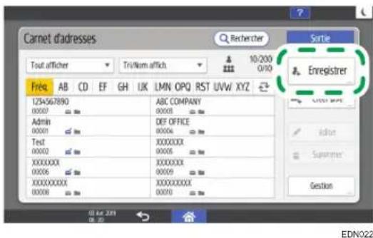 RICOH IM C2000LT - Enregistrement d'un numero de fax et des conditions d'envoi - 2