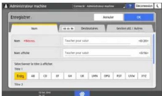 RICOH IM C2000LT - Enregistrement d'un numero de fax et des conditions d'envoi - 3