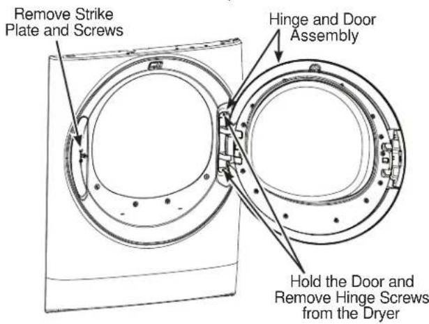 GE Profile PFD95ESPTDS - REMOVE THE STRIKE PLATE AND DOOR ASSEMBLY - 1