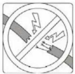 Safety warning sign indicating no hazard, showing lightning bolt symbol and hazard zone