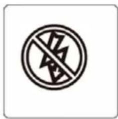 Prohibition sign with a circular symbol containing a crossed-out lightning bolt and 'NO' text