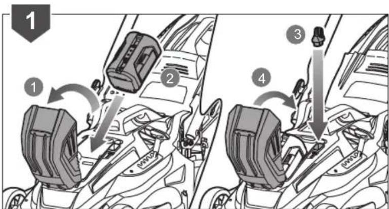 Diagram showing car seatbelt mounting process with numbered steps and component labels