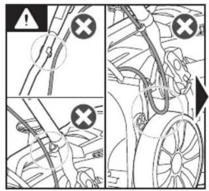 Diagram illustrating vehicle suspension or repair procedure with warning symbols and labeled parts