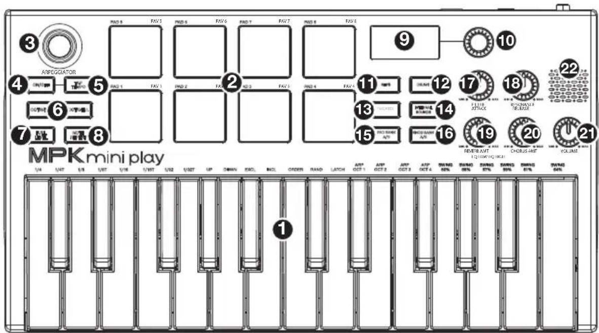 AKAI MPK Mini Play Mk3 - Panel superior - 1