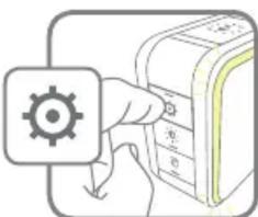 Icon showing a hand pressing down on a device with a gear symbol and Chinese text labels