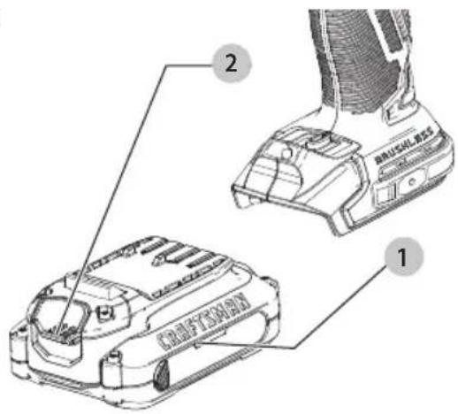 Craftsman CMCF921 - Instalación y Desinstalación de Paque de Bateria (Fig. C) - 1