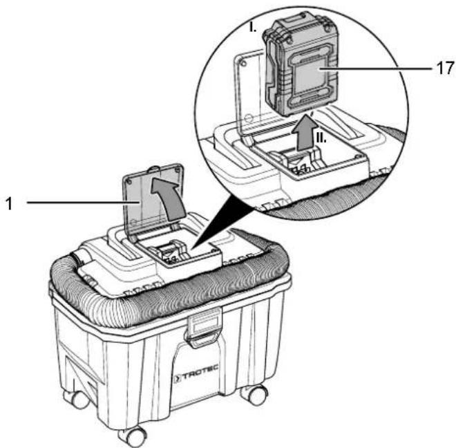 TROTEC VC 1520V - Extraction de la batterie - 1