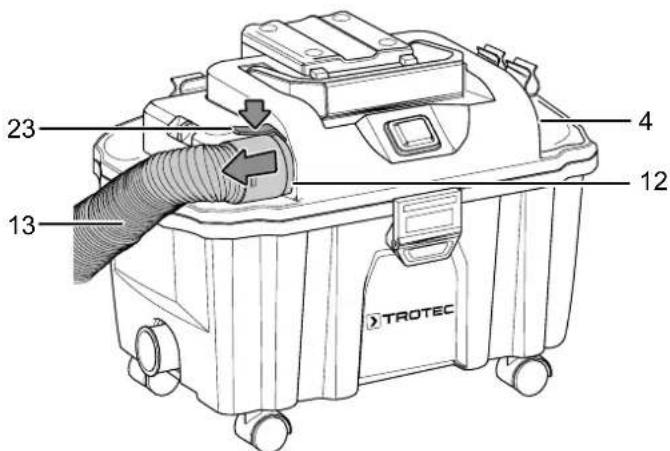 TROTEC VC 1520V - Utilisation de l'entrée d'aspiration et de la sortie d'air - 2