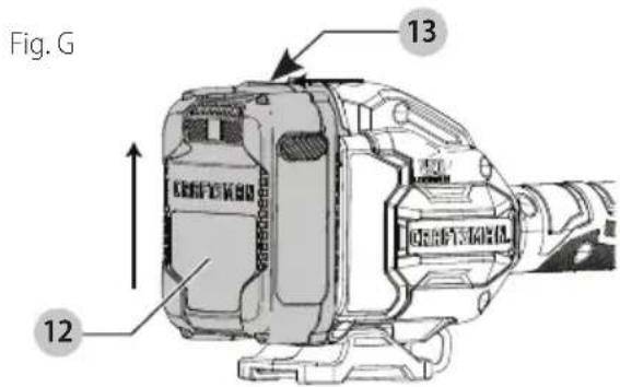 Craftsman CMCST920 - Cómo Instalar y Retirar la Unidad de Batería (Fig. G) - 1