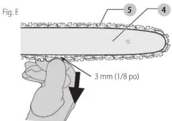 Craftsman CMECSP610 - Ajuster la tension de la chaîne (Fig. A, E, F) - 1