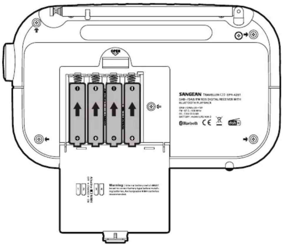 SANGEAN DPR42BT - Fonctionnement de la batterie - 1