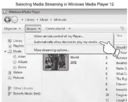 SANGEAN WFR27C - Configurer un accès UPnP avec Windows Media Player 12 - 1