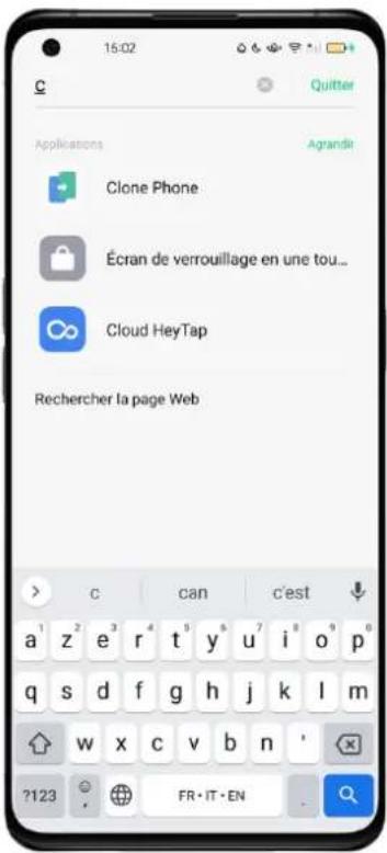 OPPO A96 - Paramètres de recherche, données et fichiers - 1