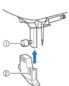 BABY LOCK Verve - Alignez l'encoche du support du pied-de-biche sur la vis. - 1