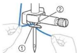 BABY LOCK Verve - Faites glisser le fil derriere le guide-fil de la barre de I'aiquille. - 1