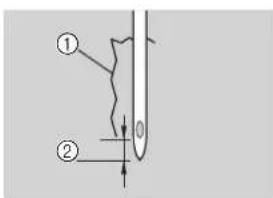 BABY LOCK Verve - Placez le tissu pour que I'aiguille se touve a 2 mm (1/16" / pouce) devant la zone de reprisage, puis abaissez le pied-de-biche. - 1