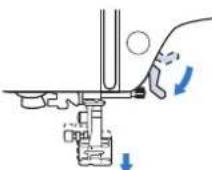 BABY LOCK Verve - Abaissez le levier du pied-de-biche pour abaisser le pied-de-biche. - 1