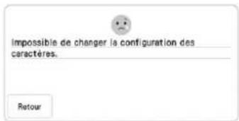 Impossible de changer la configuration des caractères. Retour