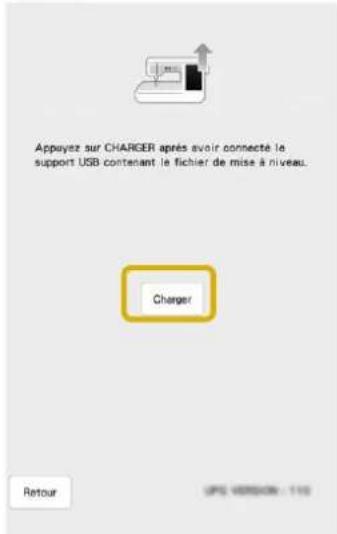Appuyez sur CHARGER après avoir connecté le support USB contenant le fichier de mise à niveau. Charger Retour GPS VERSION : 110