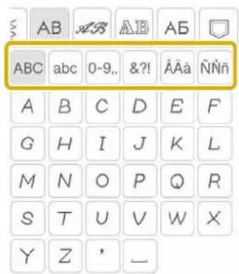ABC abc 0-9.. &?! ÄÄä NÑñ A B C D E F G H I J K L M N O P Q R S T U V W X Y Z ' -