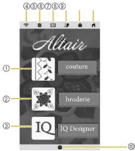 BABY LOCK Altair - Écran d'accueil - 1