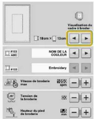 BABY LOCK Aerial - Dans « Visualisation du cadre à broder », utilisez les touches pour changer le mode d'affichage du cadre de broderie. - 1