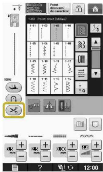 BABY LOCK Aerial - Appuyez sur 📧 pour sélectionner la fonction de coupure de fil automatique. - 1