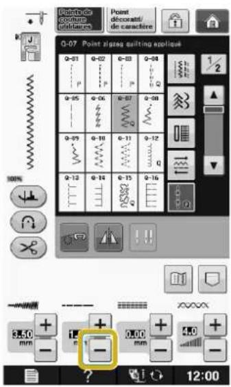 BABY LOCK Aerial - Appuyez sur — sur l'écran Longueur pour diminuer la longueur du point. - 1
