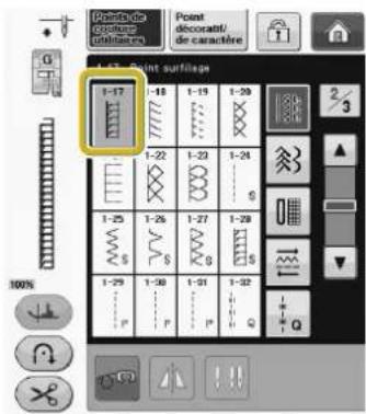 BABY LOCK Aerial - Sélectionnez un point et fixez le pied-de-biche « G ». - 2