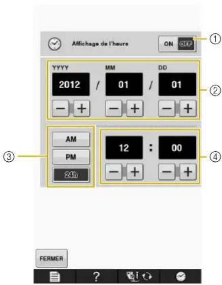 BABY LOCK Aerial - Appuyez sur — ou + pour régler l'heure/la date. - 1