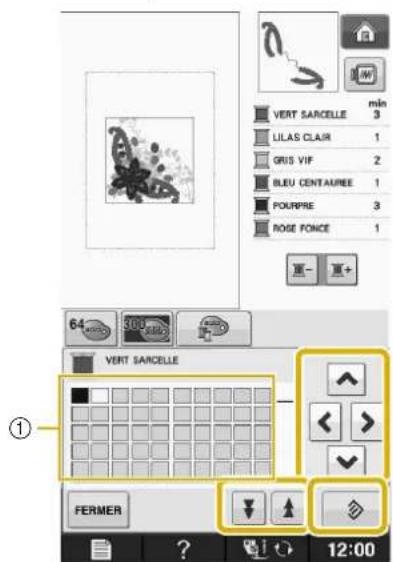 BABY LOCK Aerial - Appuyez sur ▲ < > ▼ pour sélectionner une nouvelle couleur dans le tableau de fils personnels. - 1