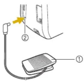 BABY LOCK Aerial - Insérez la fiche de la pédale dans la prise de la machine. - 1