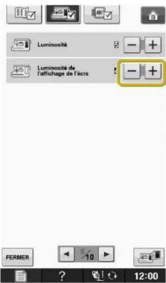 BABY LOCK Aerial - Appuyez sur — ou sur + pour régler la luminosité de l'écran. - 1