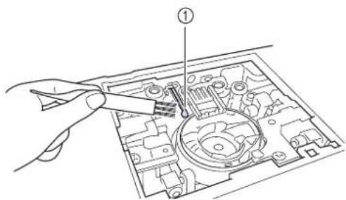 BABY LOCK Aerial - Nettoyage du Coupe-fil dans la Zone du Logement de Canette - 2